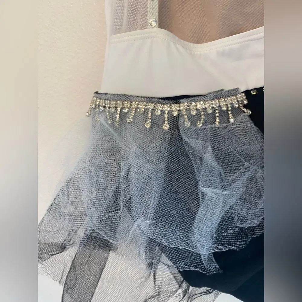 Weissman custom solo dance costume black white  Contrast Leotard MT12225 LC